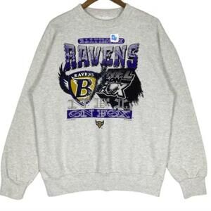 Baltimore Ravens Nfl Crewneck Sweatshirt Grey Big Logo